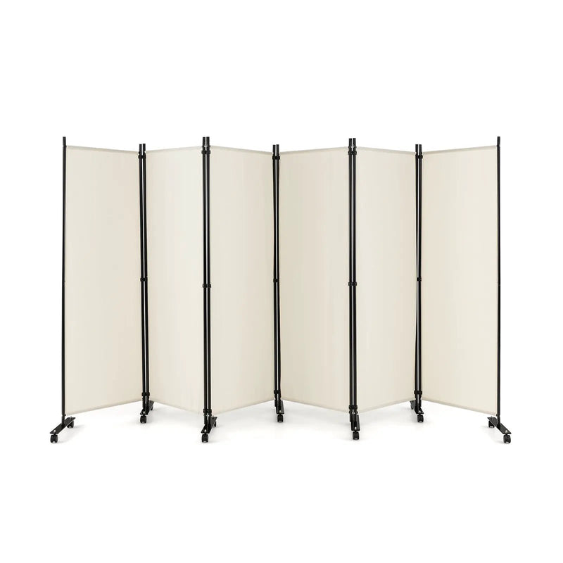 6 Panel 5.7 Feet Tall Rolling Room Divider on Wheels by DirectDeals