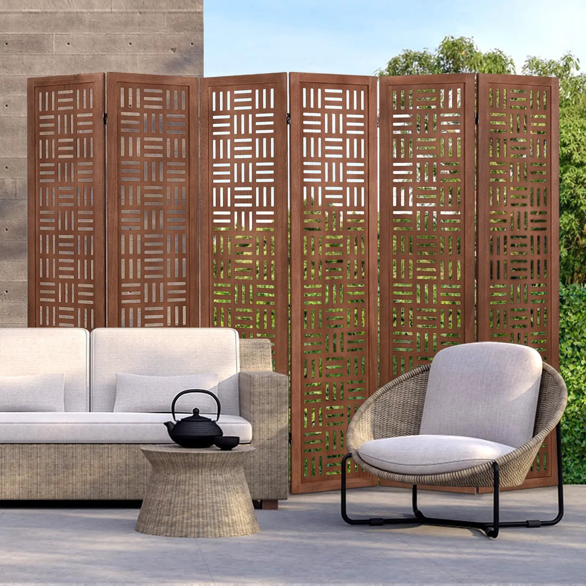 4-Panel Solid Wood Room Divider Folding Partition Stand, photo 2 of 16