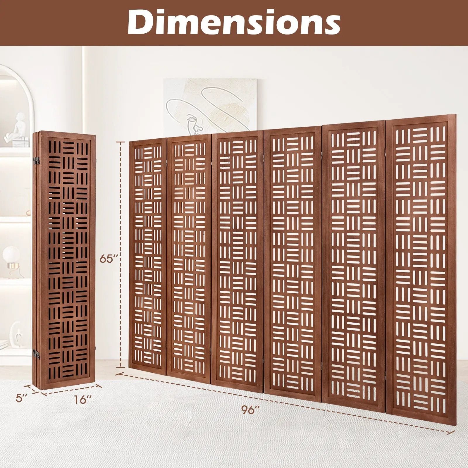 4-Panel Solid Wood Room Divider Folding Partition Stand by DirectDeals