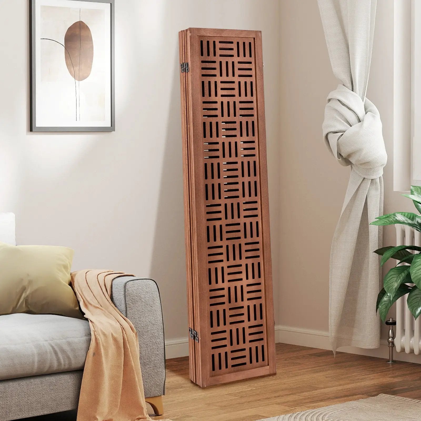 4-Panel Solid Wood Room Divider Folding Partition Stand by DirectDeals