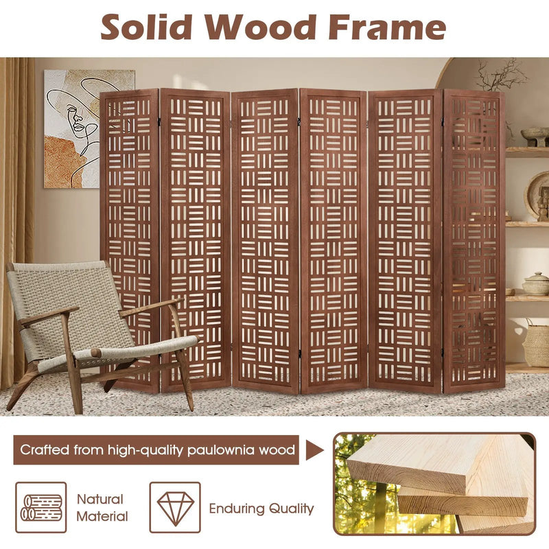 4-Panel Solid Wood Room Divider Folding Partition Stand by DirectDeals