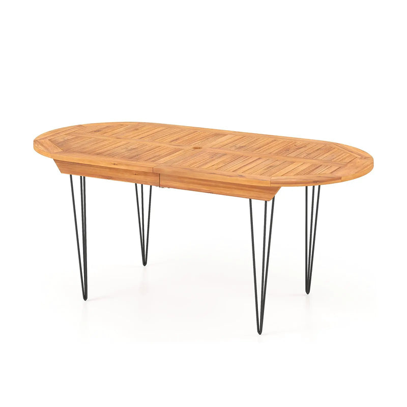 6 Person 71 Inch Patio Dining Table with Teak Wood Tabletop by DirectDeals