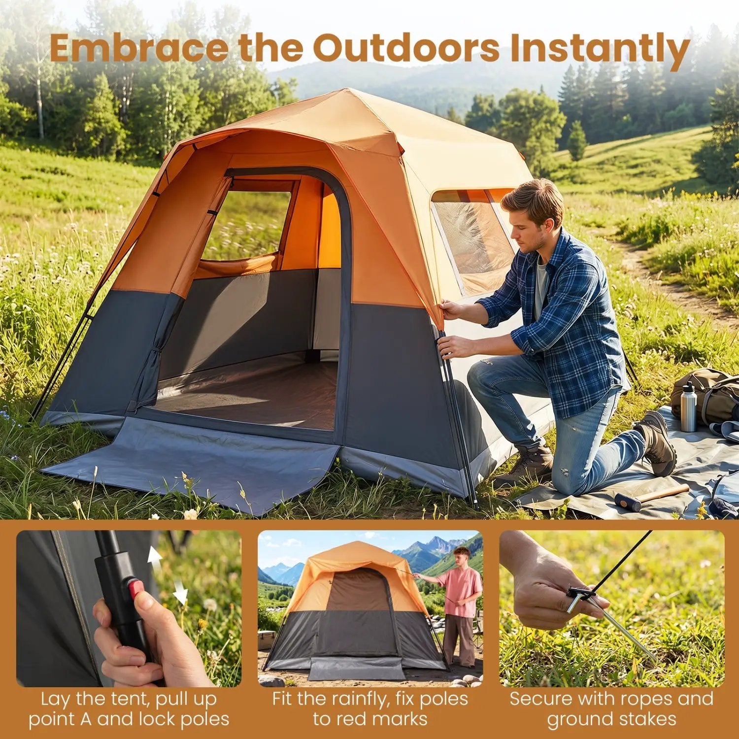 6-Person Instant Cabin Tent with Blackout Rainfly by DirectDeals
