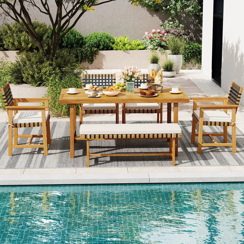 6-Piece Patio Dining Set for 5-6 People Farmhouse Furniture by DirectDeals