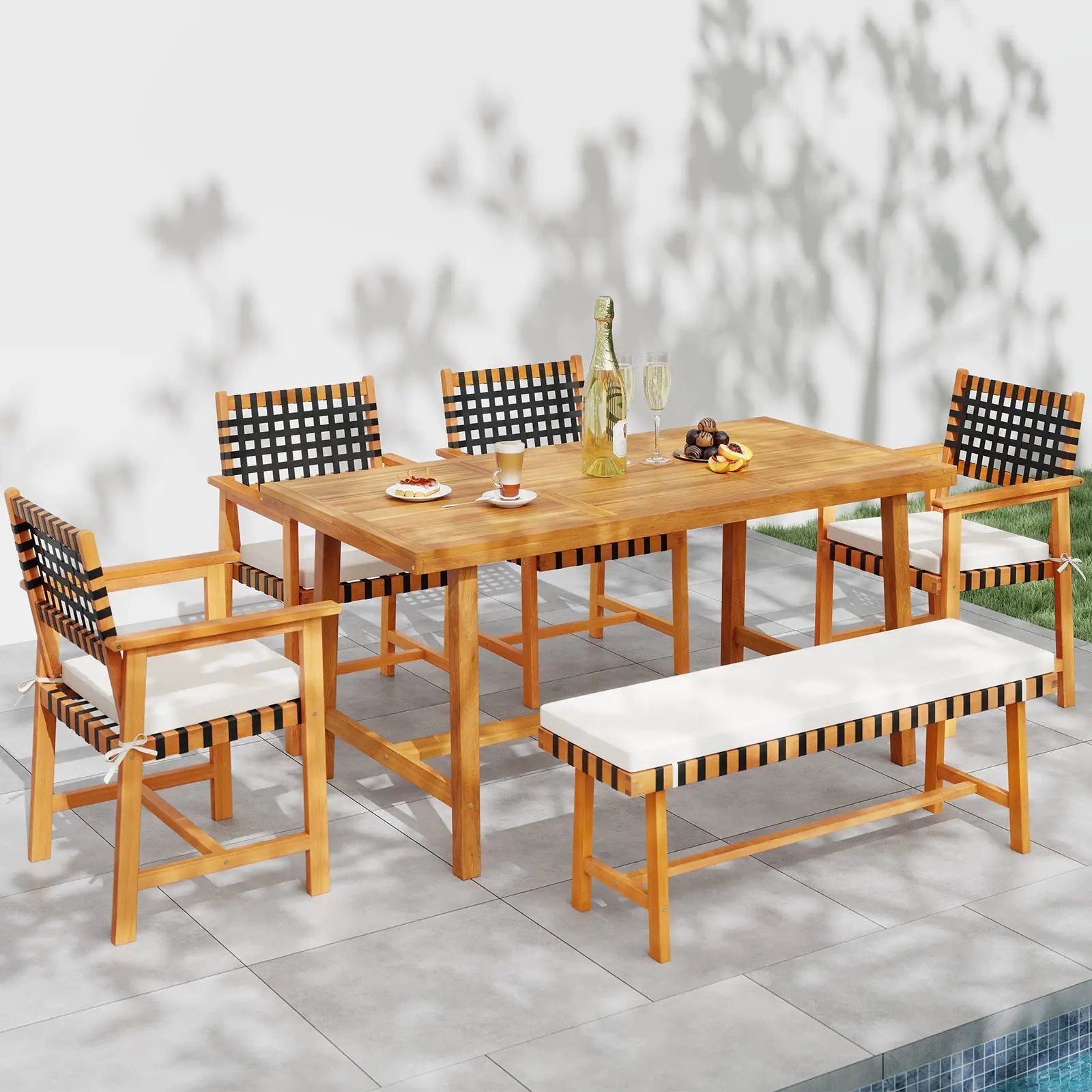 6-Piece Patio Dining Set for 5-6 People Farmhouse Furniture by DirectDeals