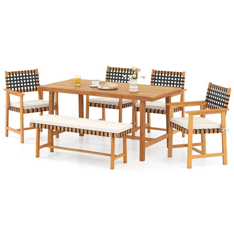 6-Piece Patio Dining Set for 5-6 People Farmhouse Furniture by DirectDeals