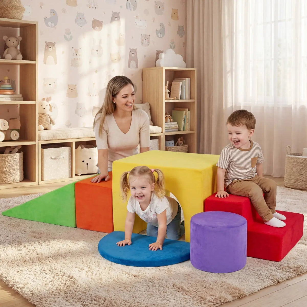 Foam Climbing Blocks Set with Slide and Tunnel - 6 Pieces, photo 10 of 16