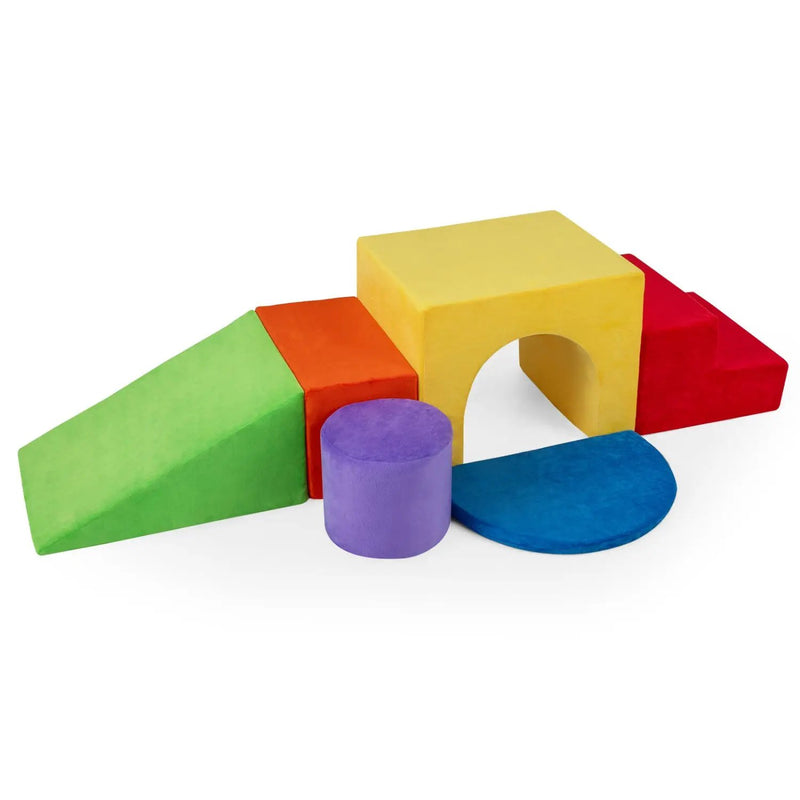 Foam Climbing Blocks Set with Slide and Tunnel - 6 Pieces by DirectDeals