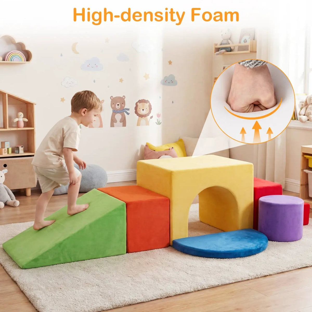 Foam Climbing Blocks Set with Slide and Tunnel - 6 Pieces, photo 16 of 16