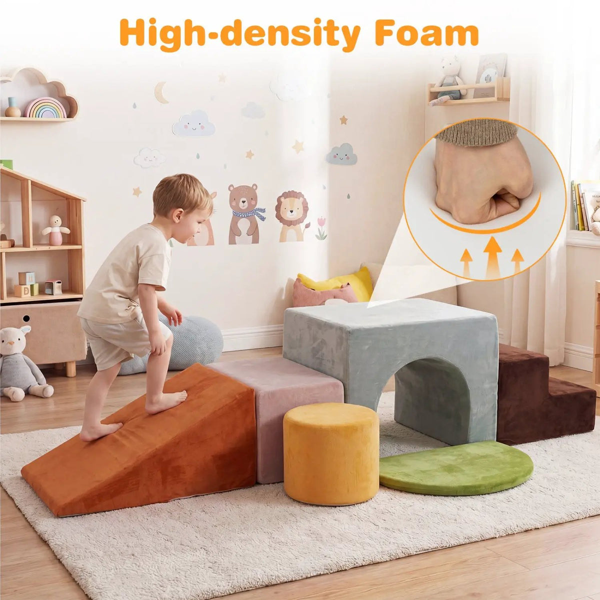 Foam Climbing Blocks Set with Slide and Tunnel - 6 Pieces, photo 7 of 16