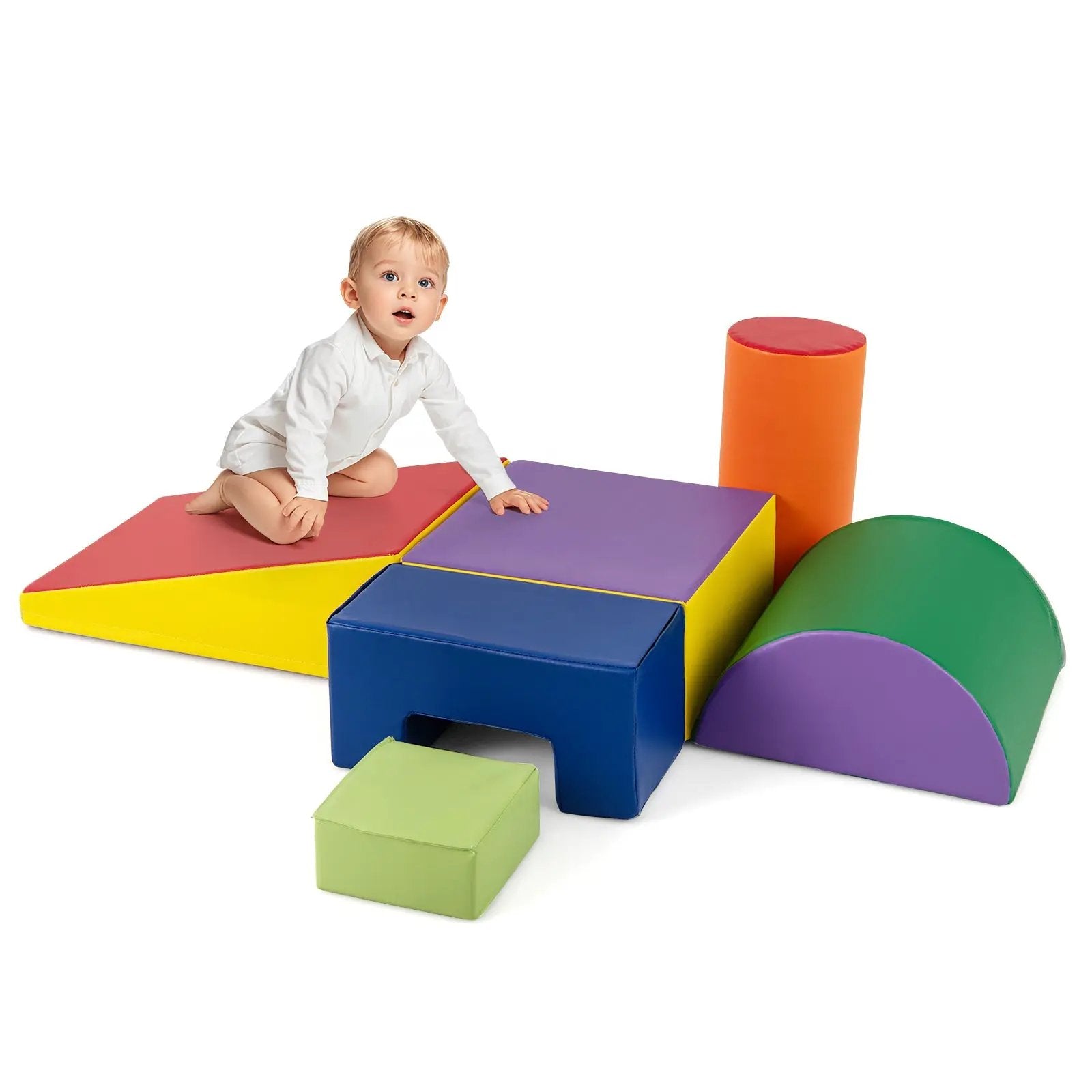 6 Pieces Foam Climbing Blocks Indoor Climb and Crawl Activity Playset with Rectangles by DirectDeals
