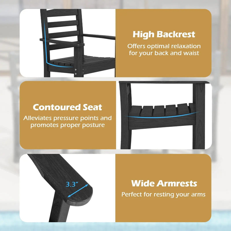 6 Pieces Patio Dining Bench Set Outdoor HDPE Weather Resistant Table and Chairs Set by DirectDeals
