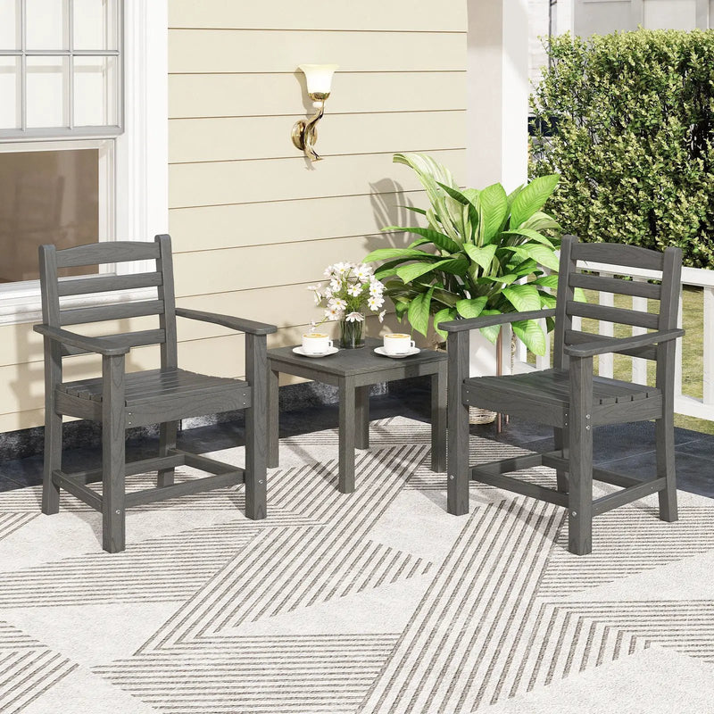 6 Pieces Patio Dining Bench Set Outdoor HDPE Weather Resistant Table and Chairs Set by DirectDeals