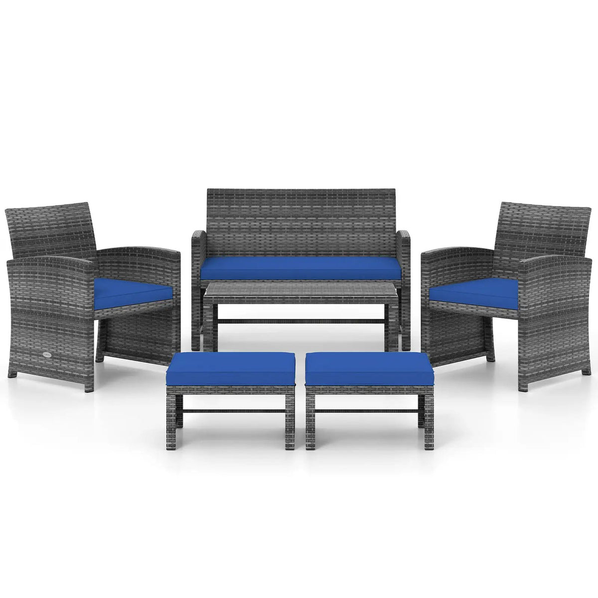 6 Pieces Patio Furniture Set Outdoor Sectional Conversation PE Rattan Sofa Set, photo 8 of 11