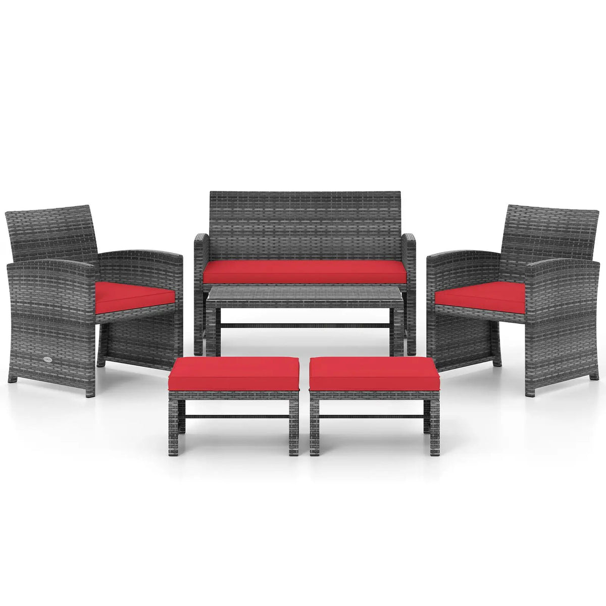 6 Pieces Patio Furniture Set Outdoor Sectional Conversation PE Rattan Sofa Set, photo 9 of 11