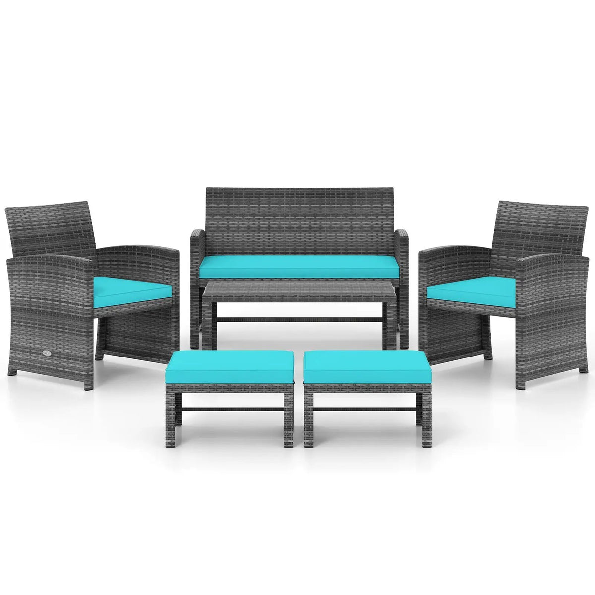 6 Pieces Patio Furniture Set Outdoor Sectional Conversation PE Rattan Sofa Set, photo 10 of 11