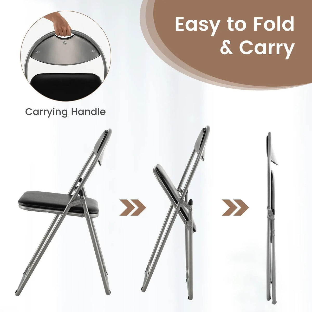 2/4/6 Pieces Portable Folding Dining Chairs Set with Carrying Handles, photo 8 of 10