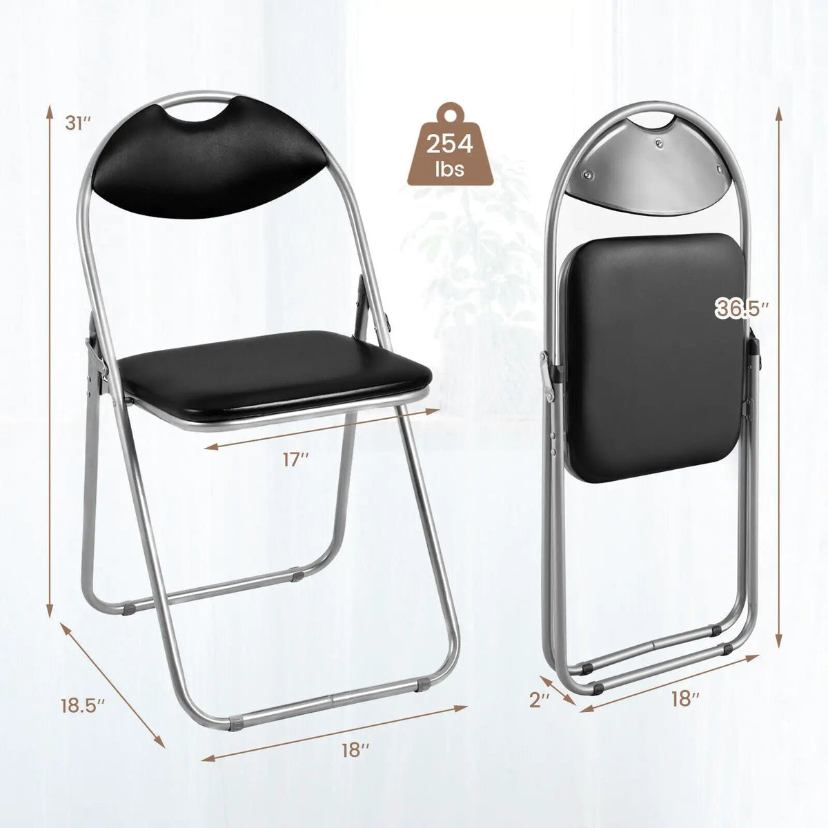 2/4/6 Pieces Portable Folding Dining Chairs Set with Carrying Handles, photo 5 of 10