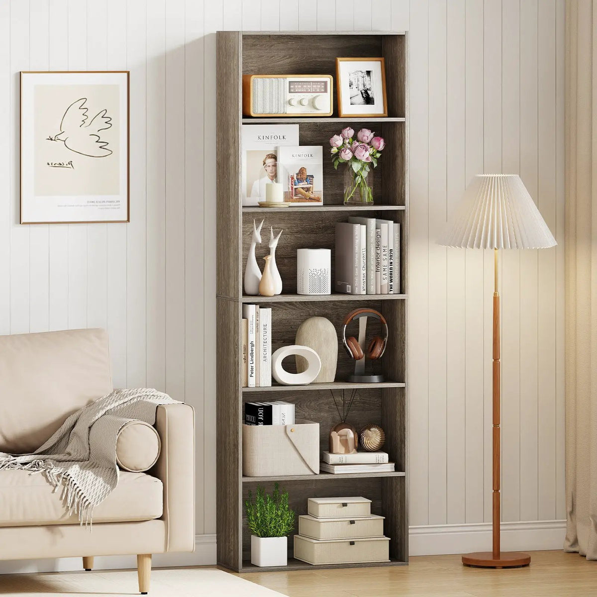 6-Tier Bookcase with 6 Open Shelves and Anti-Toppling Kits, photo 12 of 13