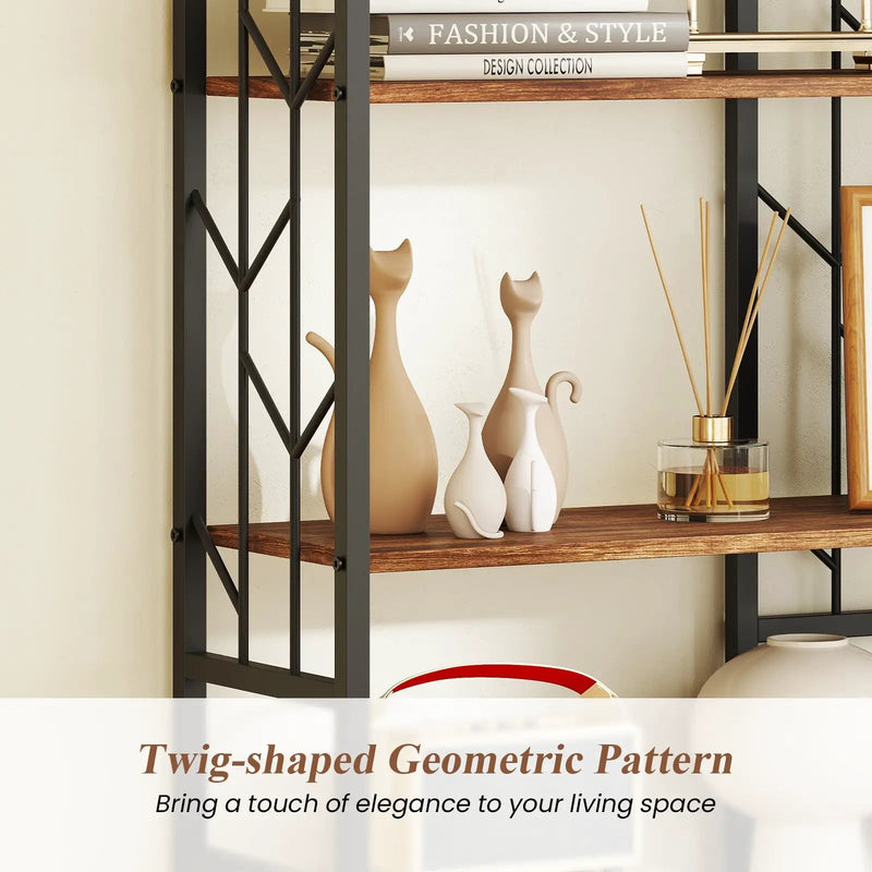 6-Tier Bookshelf Modern Geometric Bookcase with Heavy-duty Metal Frame and Anti-tipping Kits by DirectDeals