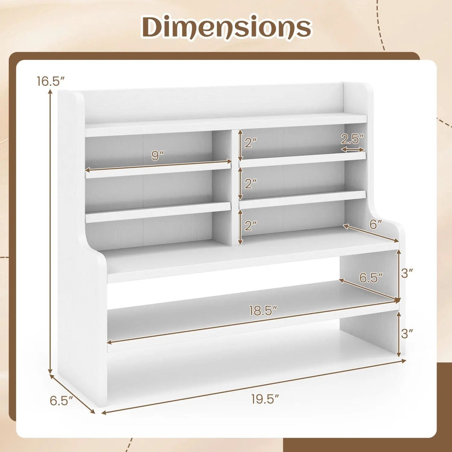 6-Tier Compact Storage Rack with Removable Shelves - White by DirectDeals