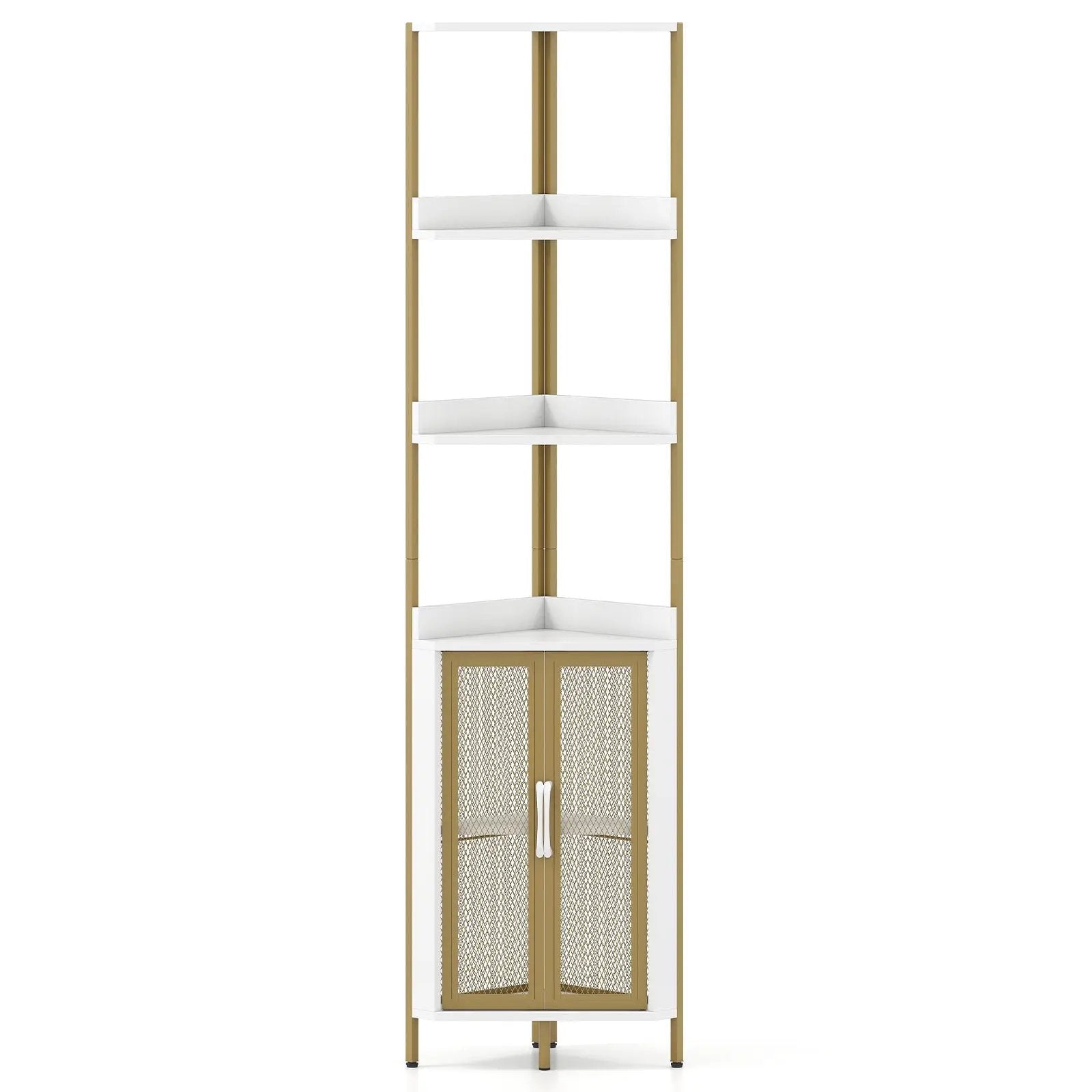 6-Tier Corner Shelf 67 Inches Tall Corner Bookshelf with Cabinet Industrial Bookcase by DirectDeals