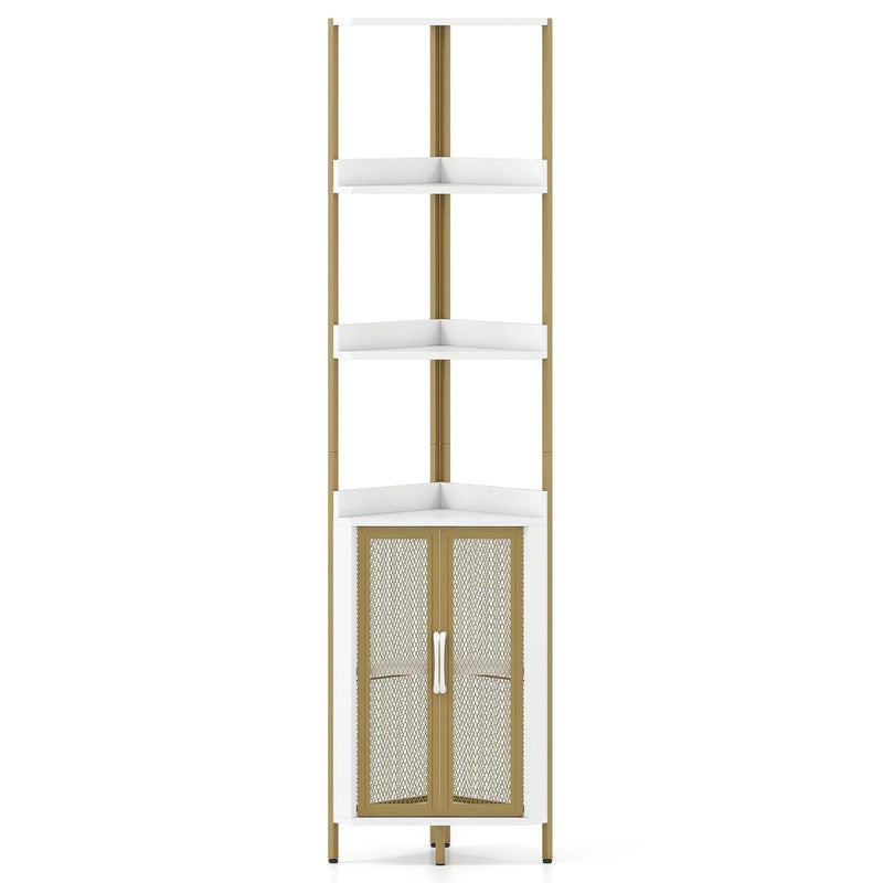 6-Tier Corner Shelf 67 Inches Tall Corner Bookshelf with Cabinet Industrial Bookcase by DirectDeals