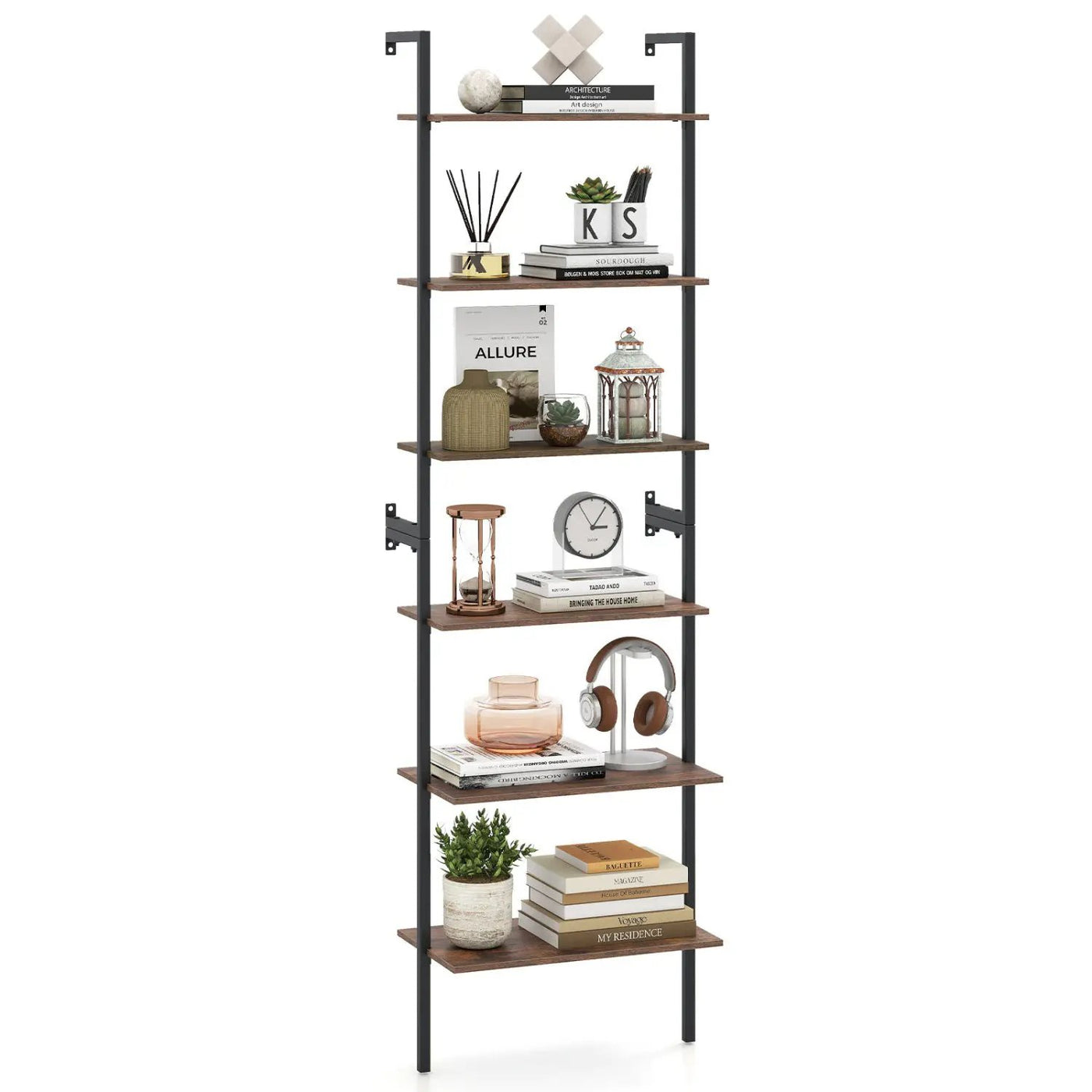 6-Tier Ladder Bookshelf with Metal Frame by DirectDeals