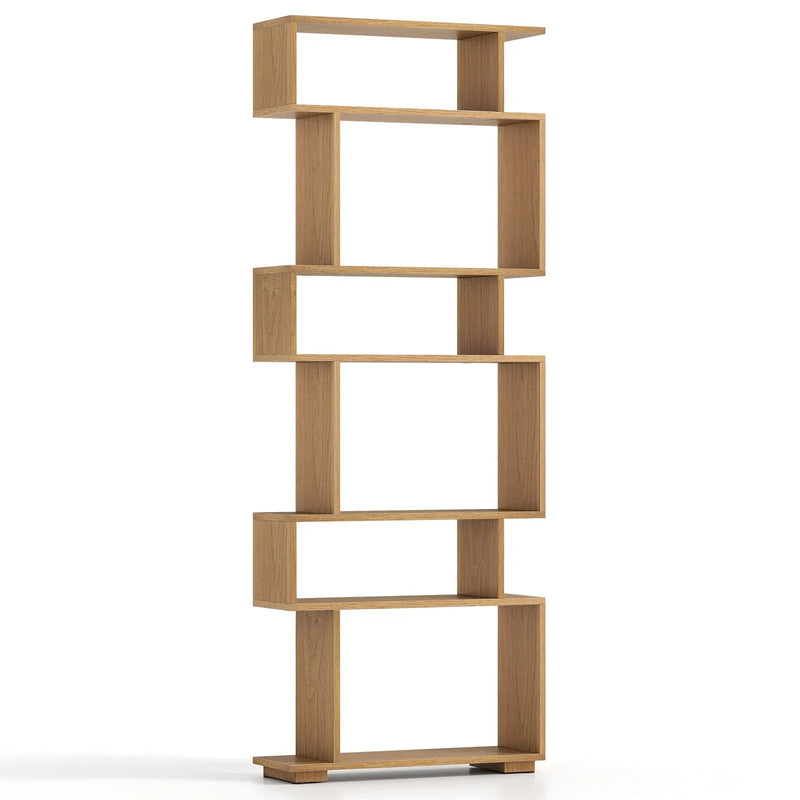 6-Tier Geometric Bookshelf with 2 Anti-Tipping Kits for Home Office by DirectDeals
