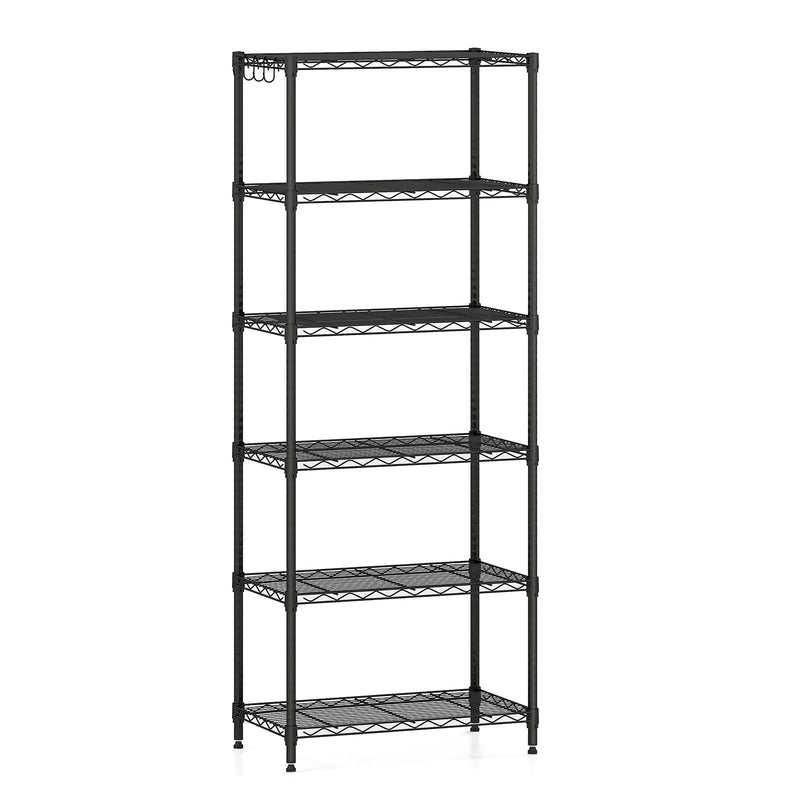 6-Tier Metal Storage Shelving Unit with V-Shaped Wire Rack and 900 LBS Capacity-Black by DirectDeals