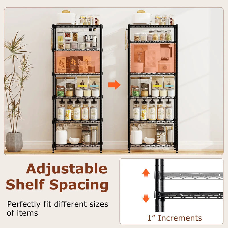 6-Tier Metal Storage Shelving Unit with V-Shaped Wire Rack and 900 LBS Capacity-Black by DirectDeals