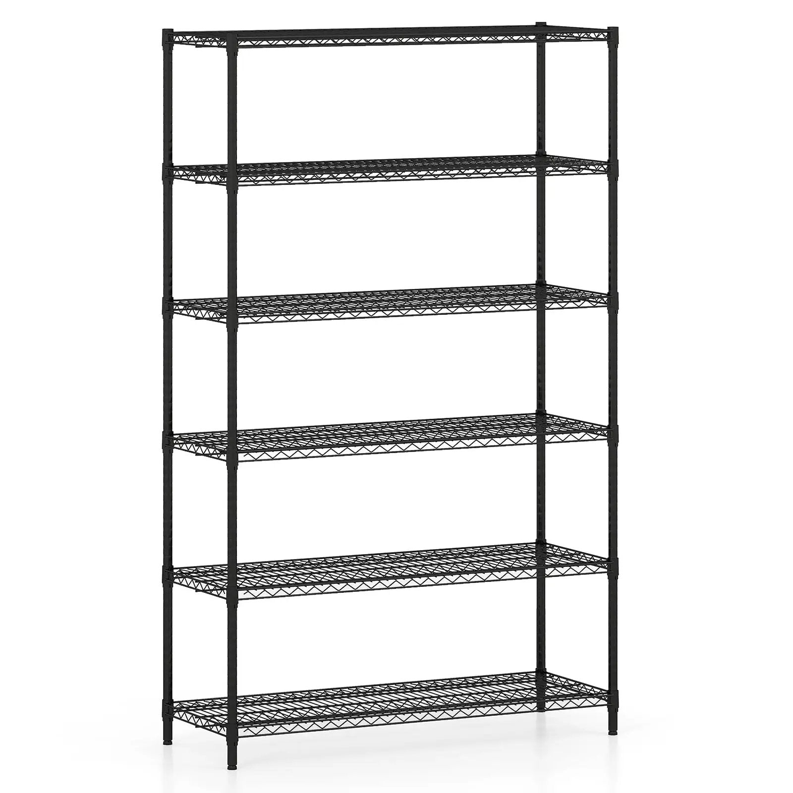 6-Tier Metal Storage Shelving Unit with V-Shaped Wire Rack for Home Garage-Black by DirectDeals