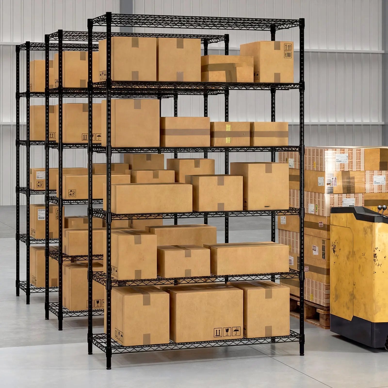 6-Tier Metal Storage Shelving Unit with V-Shaped Wire Rack for Home Garage-Black by DirectDeals