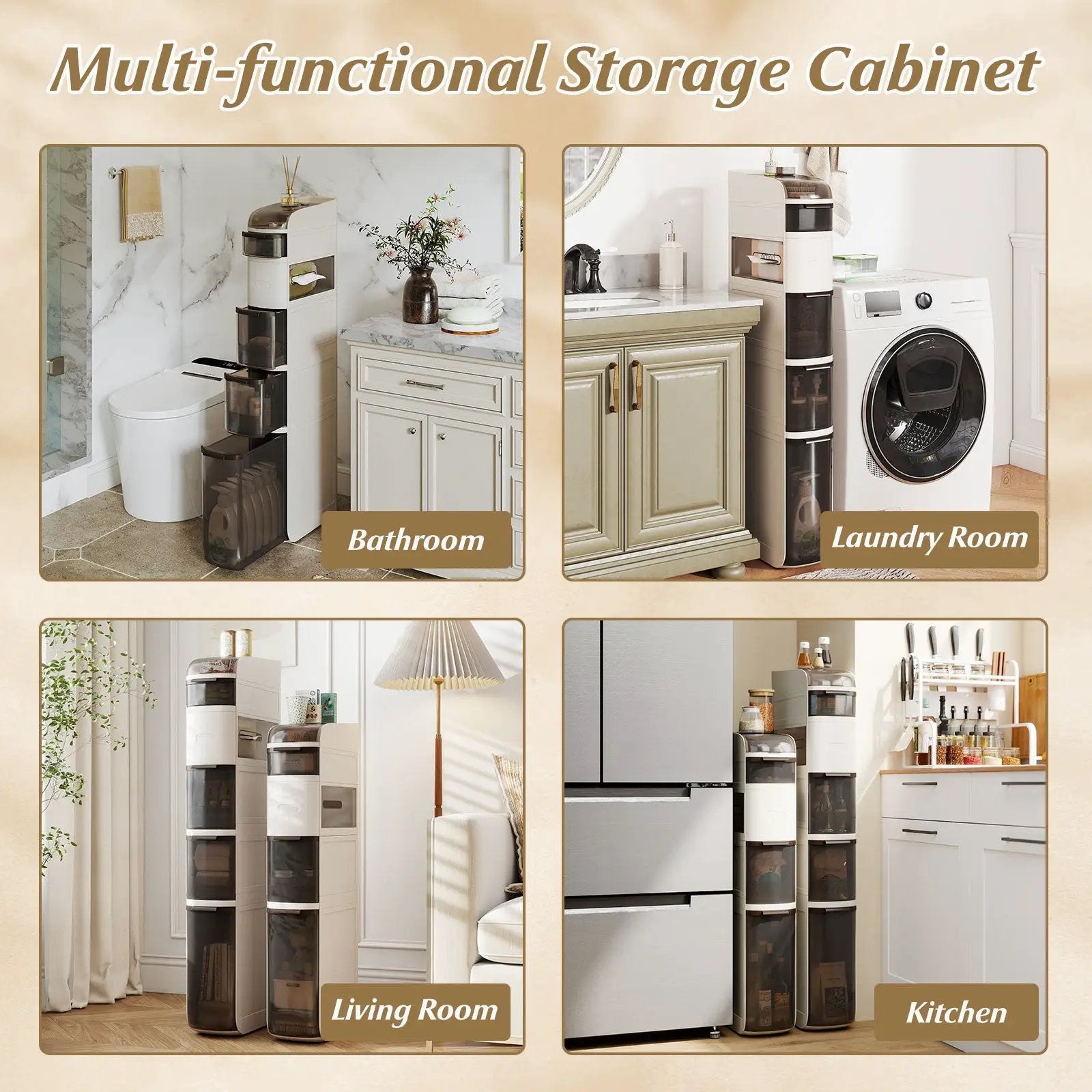5-Tier Narrow Bathroom Storage Cabinet with Drawers and Tissue Box by DirectDeals