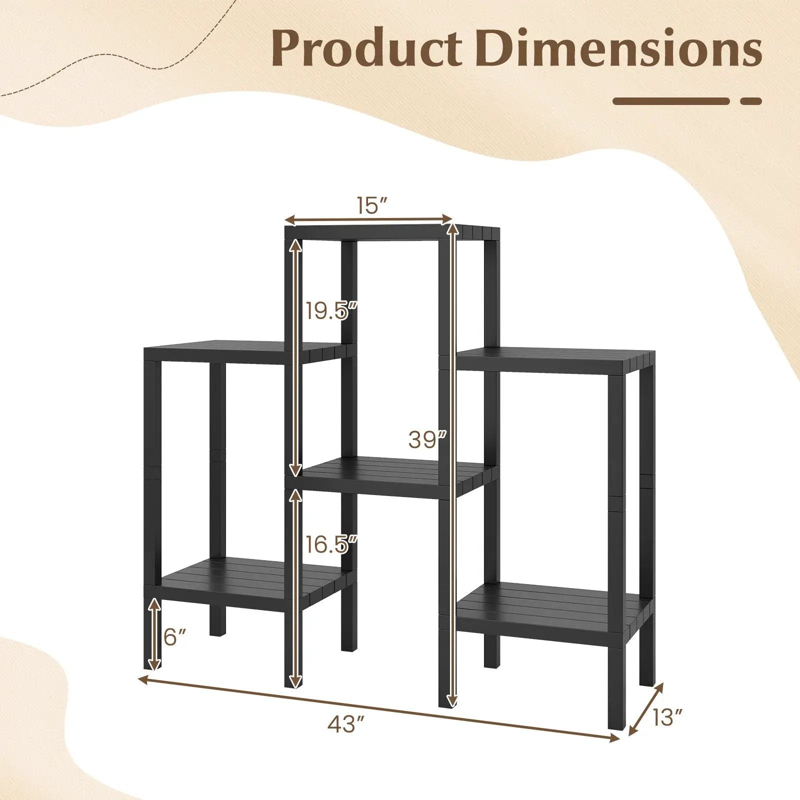 6-Tier Plastic Modular Storage Shelves for Living Room and Kitchen by DirectDeals