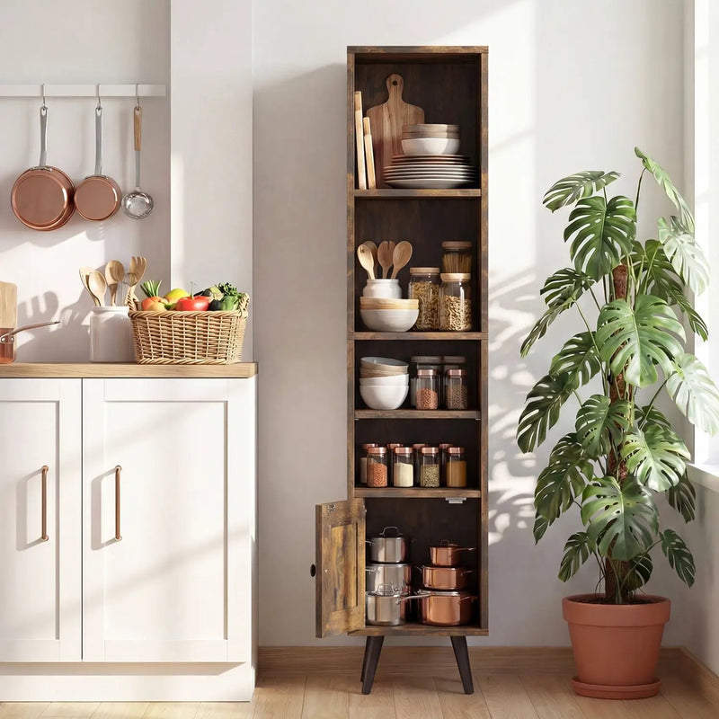 6-Tier Tall Narrow Bookcase 54 Inches Slim Storage Cabinet by DirectDeals