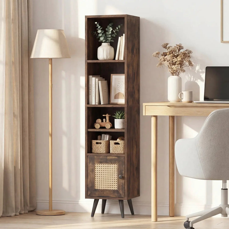 6-Tier Tall Narrow Bookcase 54 Inches Slim Storage Cabinet by DirectDeals