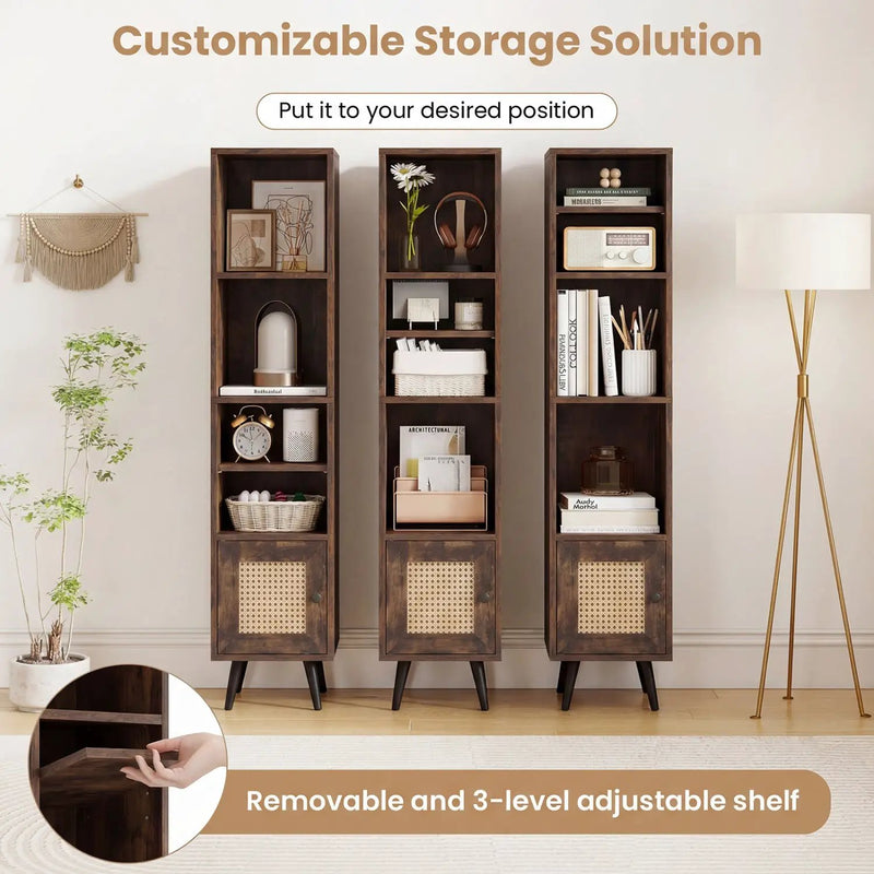 6-Tier Tall Narrow Bookcase 54 Inches Slim Storage Cabinet by DirectDeals