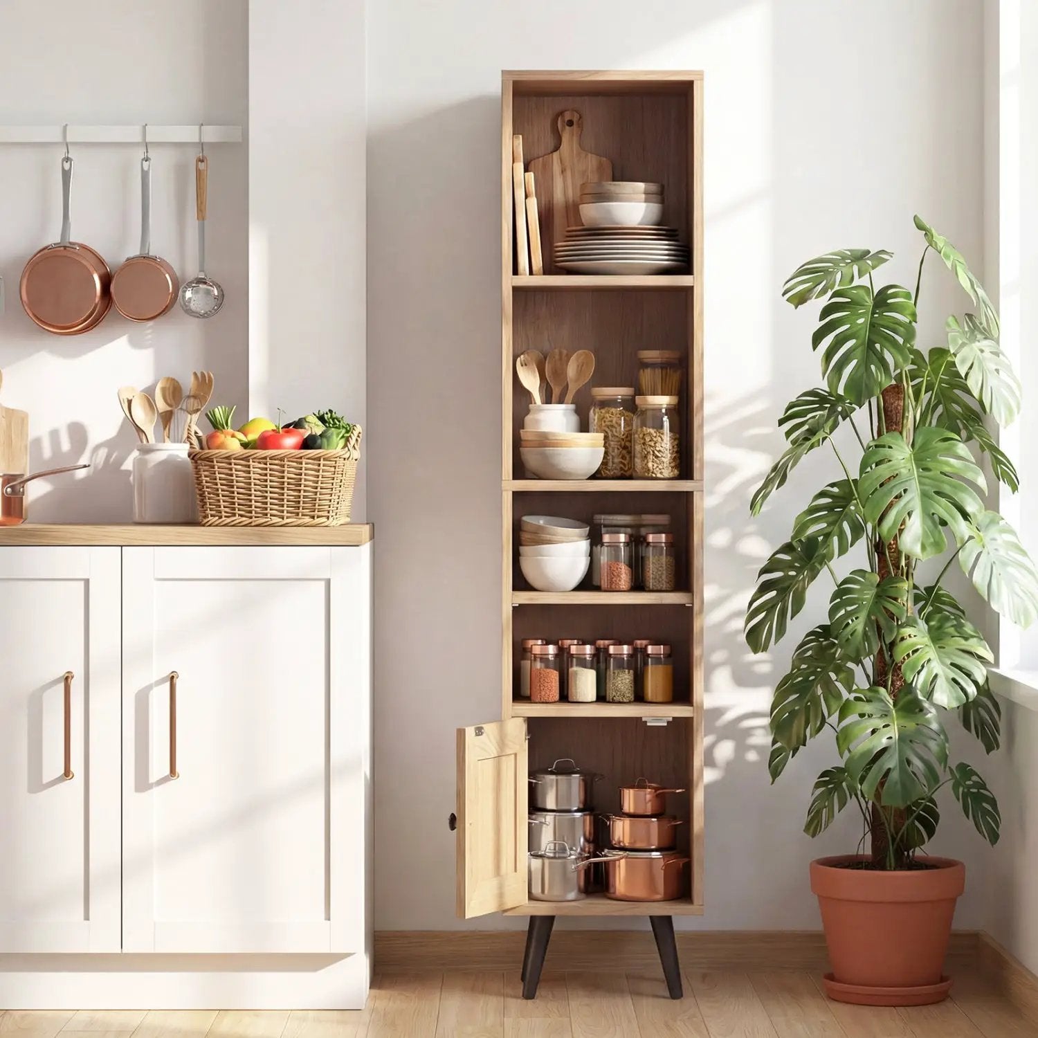 6-Tier Tall Narrow Bookcase 54 Inches Slim Storage Cabinet by DirectDeals