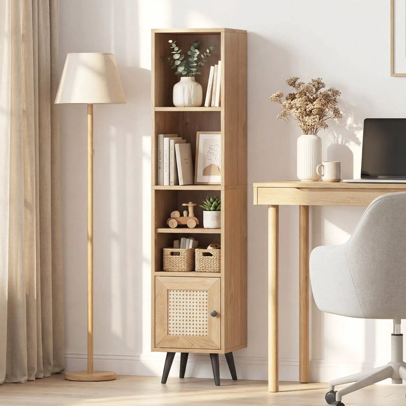 6-Tier Tall Narrow Bookcase 54 Inches Slim Storage Cabinet by DirectDeals