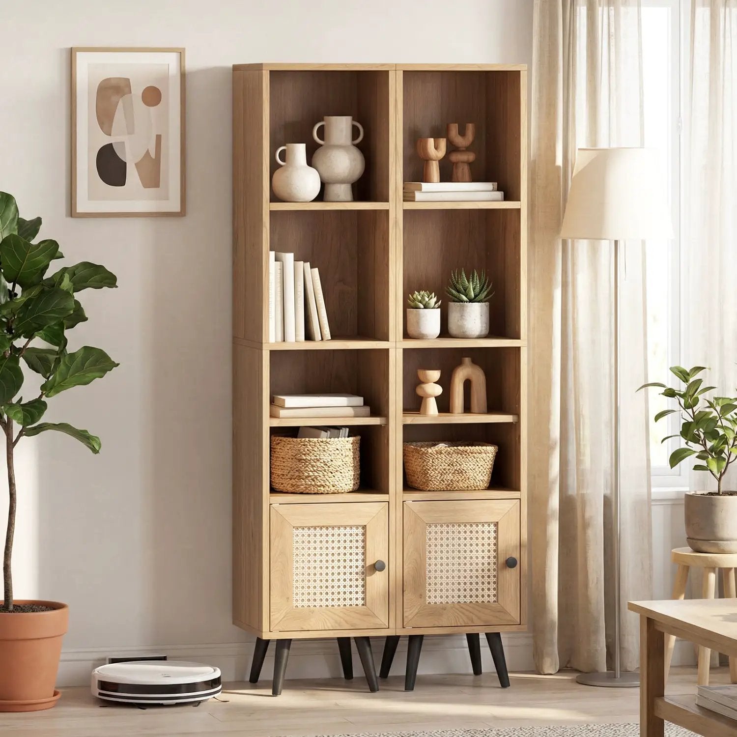 6-Tier Tall Narrow Bookcase 54 Inches Slim Storage Cabinet by DirectDeals