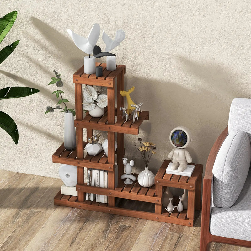 6 Tier Wood Plant Stand with High Low Structure by DirectDeals