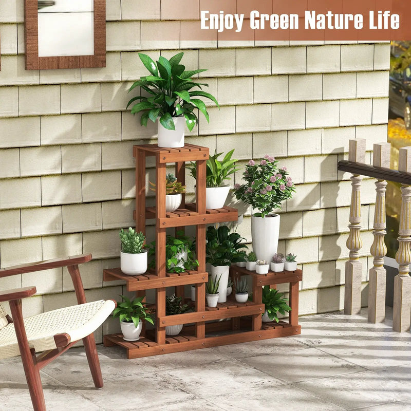 8-tier Vertical Raised Garden Bed Wood Elevated Planter Box with Legs by DirectDeals