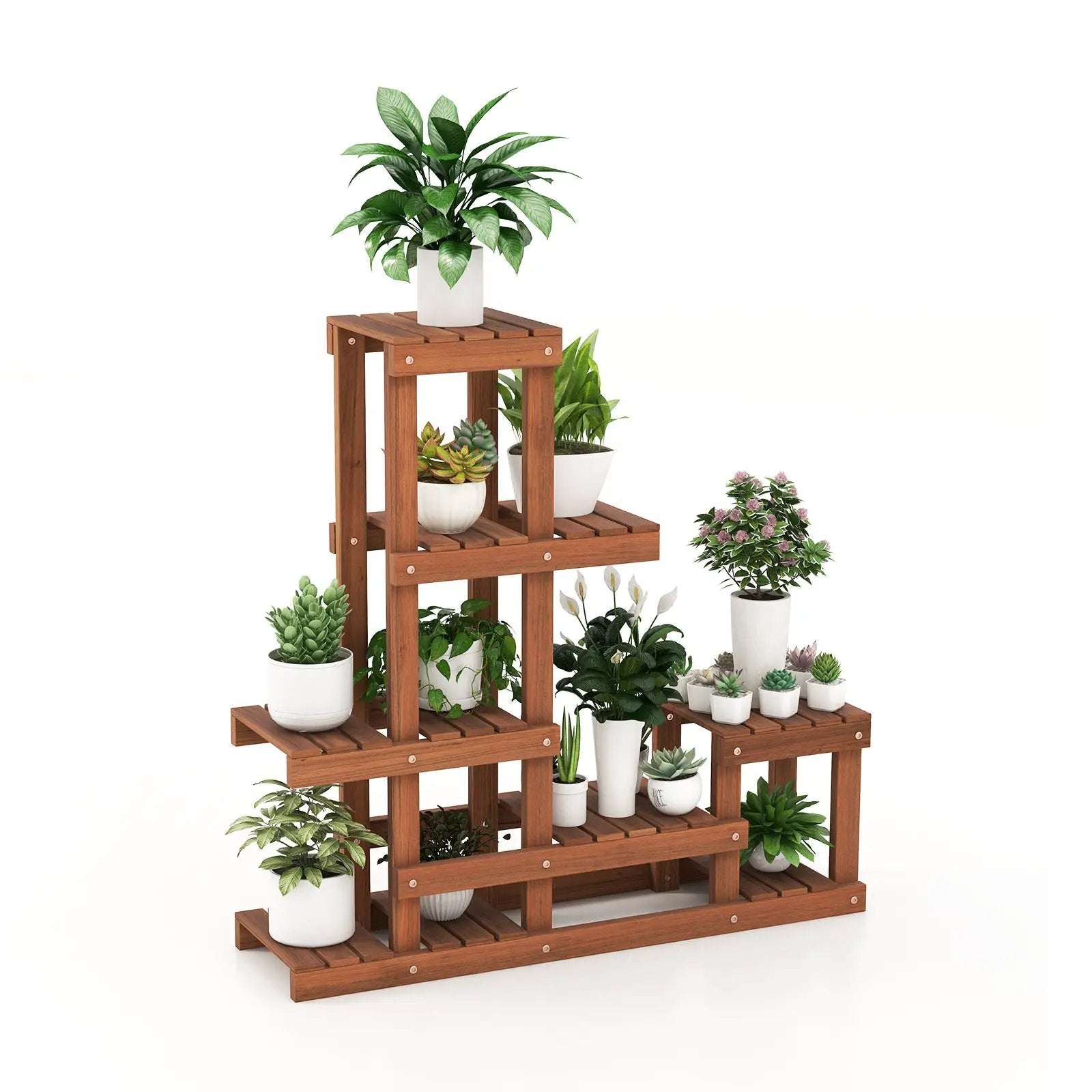 6 Tier Wood Plant Stand with High Low Structure by DirectDeals