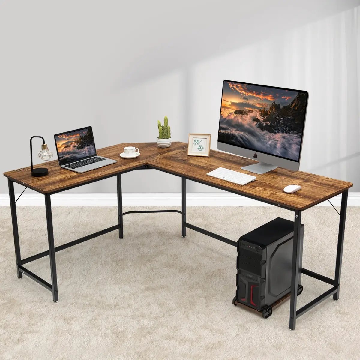 L Shaped Desk Corner Computer Desk PC Laptop Gaming Table Workstation by DirectDeals