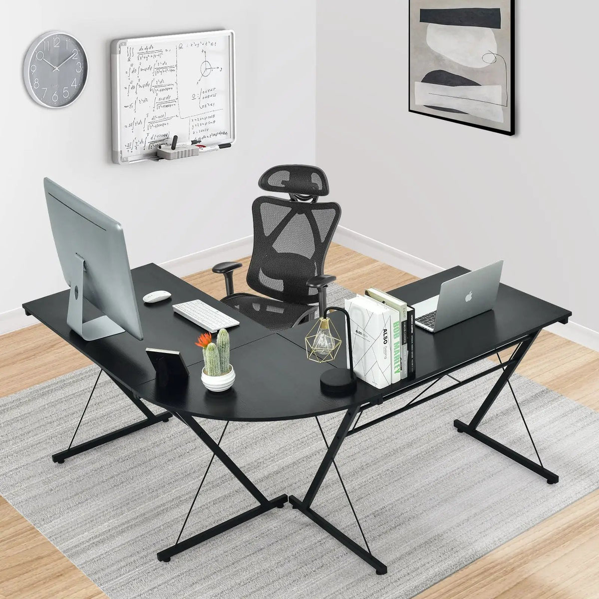 59 Inches L-Shaped Corner Desk Computer Table for Home Office Study Workstation, photo 7 of 9