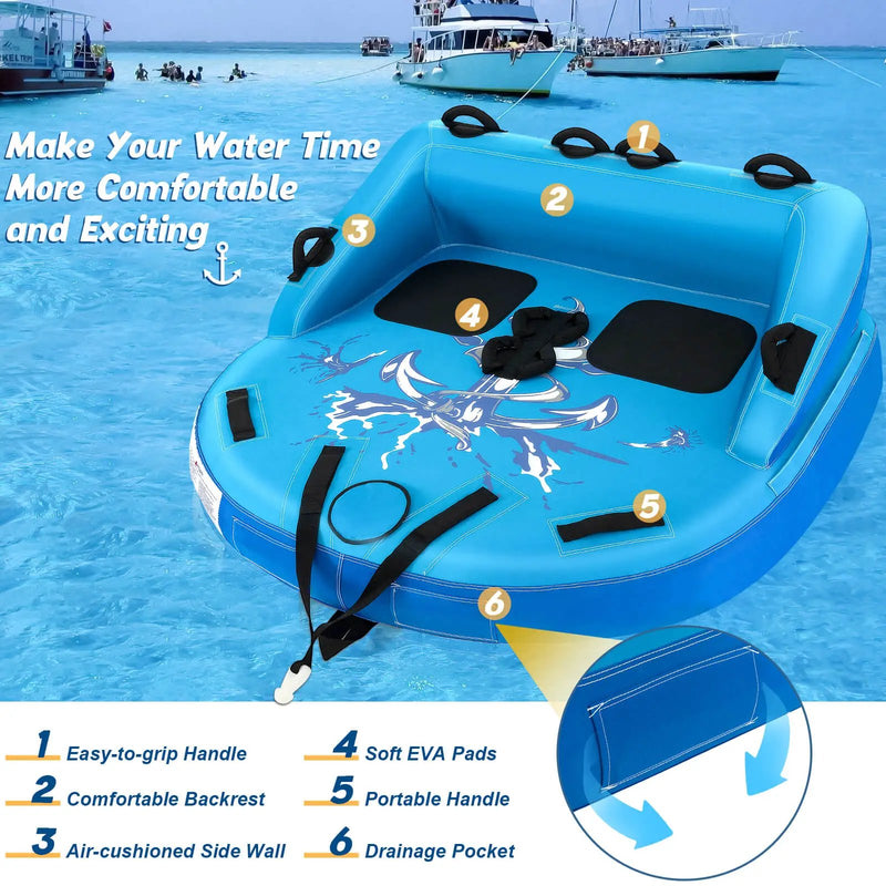 2 Person Water Sport Inflatable Towable Tubes for Boating by DirectDeals
