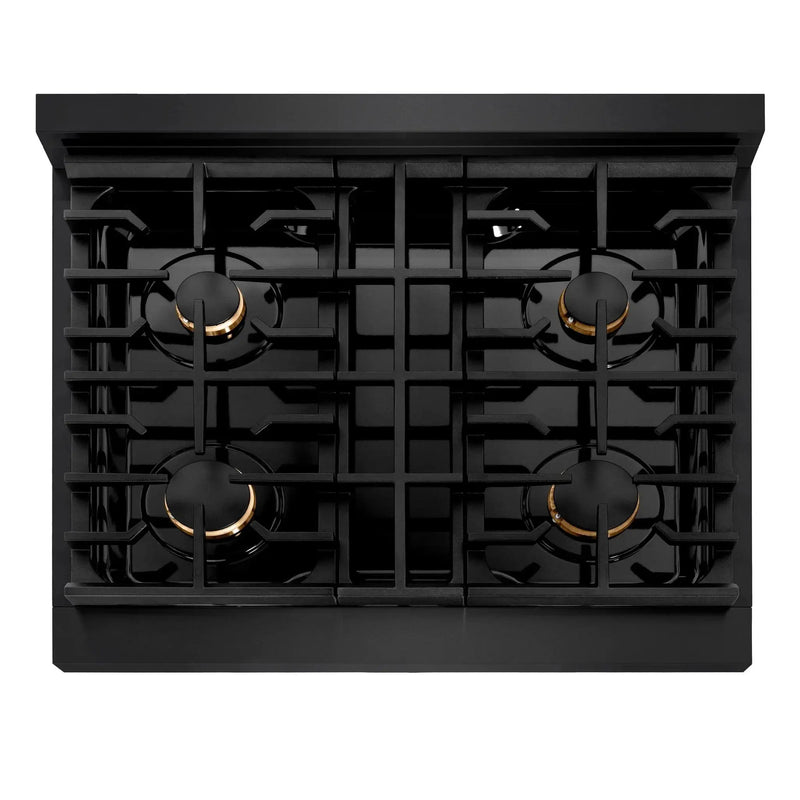 ZLINE 30"Paramount Dual Fuel Range Black Stainless Steel, Champagne Bronze SDRBZ-30-CB by Farmhouse Kitchen and Bath