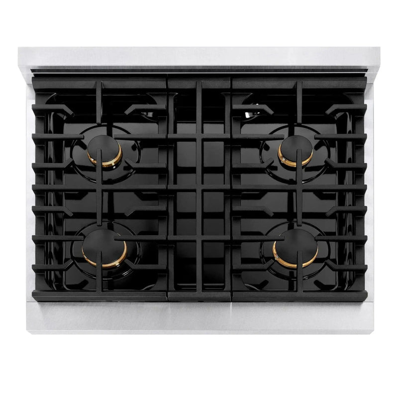 ZLINE 30"Paramount Dual Fuel Range DuraSnow® Champagne Bronze SDRSZ-30-CB by Farmhouse Kitchen and Bath