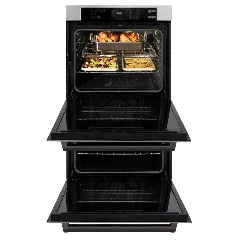 ZLINE 30"Professional True Convection Double Wall Oven, Air Fry, Self Clean, Stainless Steel, Matte Black WADZ-30-MB by Farmhouse Kitchen and Bath